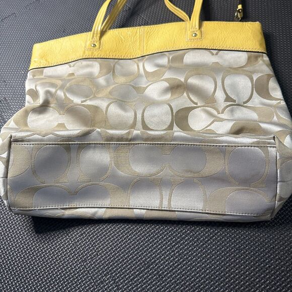 Coach Laura Beige Yellow Shoulder Tote Bag F18335 - Picture 4 of 8